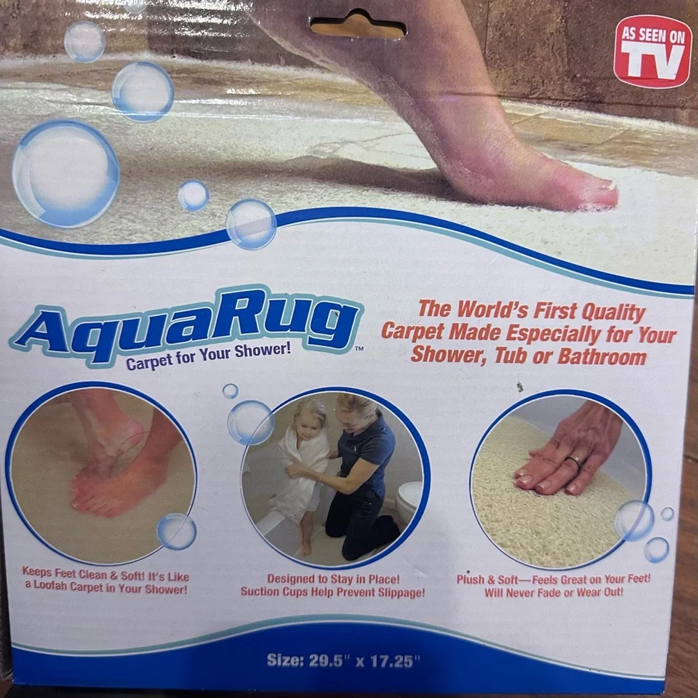 Aqua Rug Carpet for Your Shower - New White - Size: 29.5” x 17.25”
